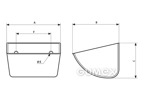 Elevatorbecher gepresst SPS HDP, 100-90/5mm, A-110, B-100, C-67, E-9, F-50/2, 0,29dm3, PE, 